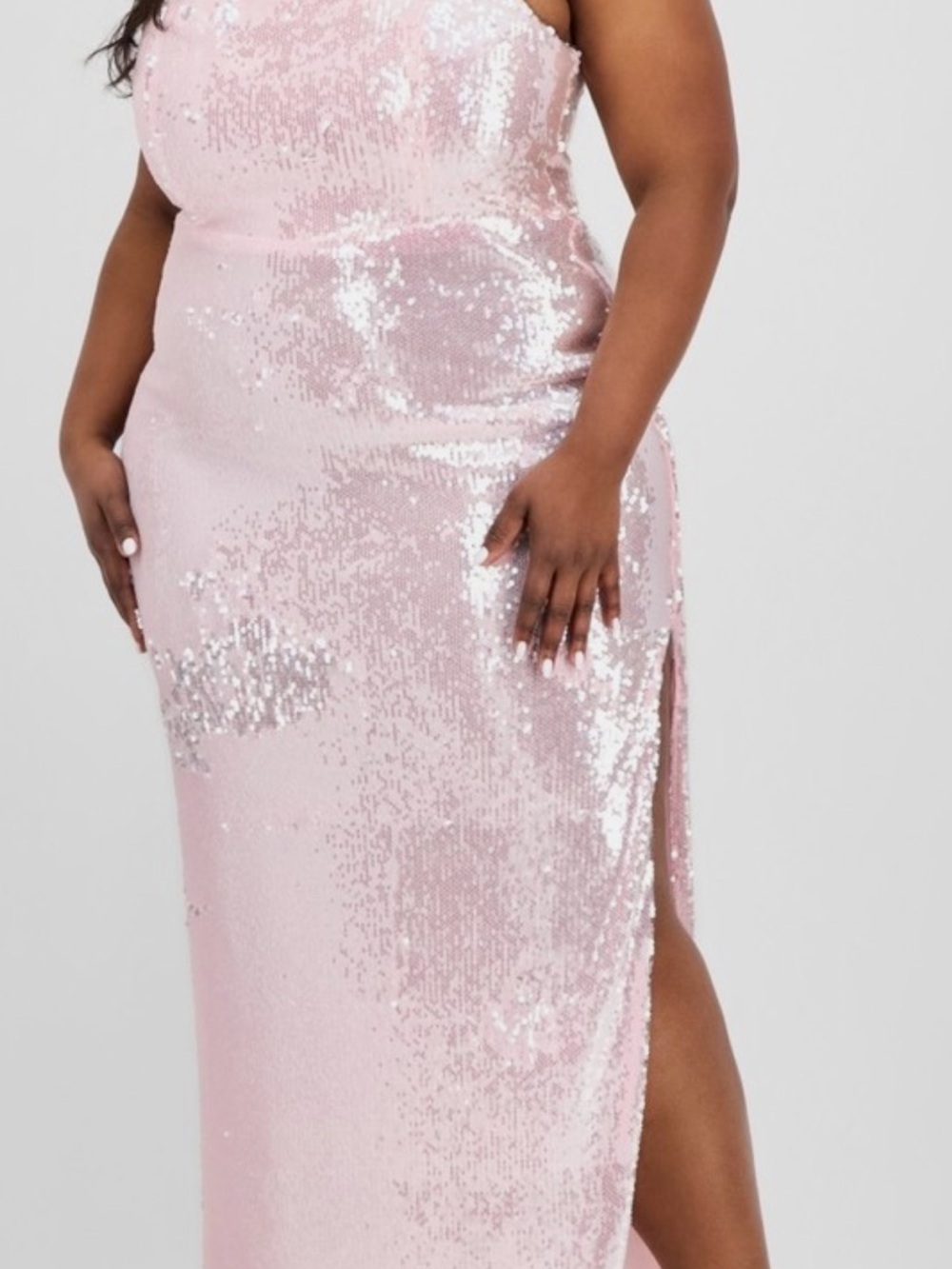 B Darlin Sequin Strapless Maxi Dress in Light Pink